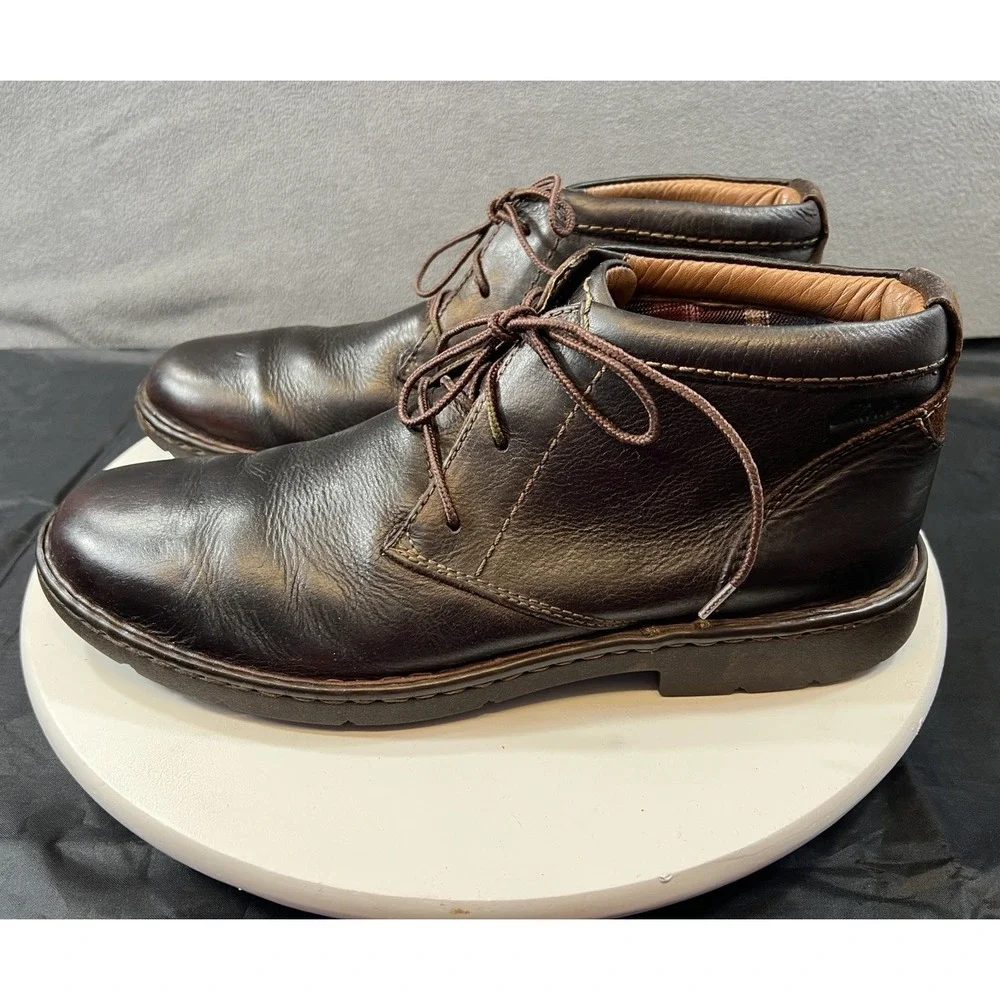 Clarks Stratton Limit Chukka Ankle Boots Lace Up Brown Leather Men Size 11.5